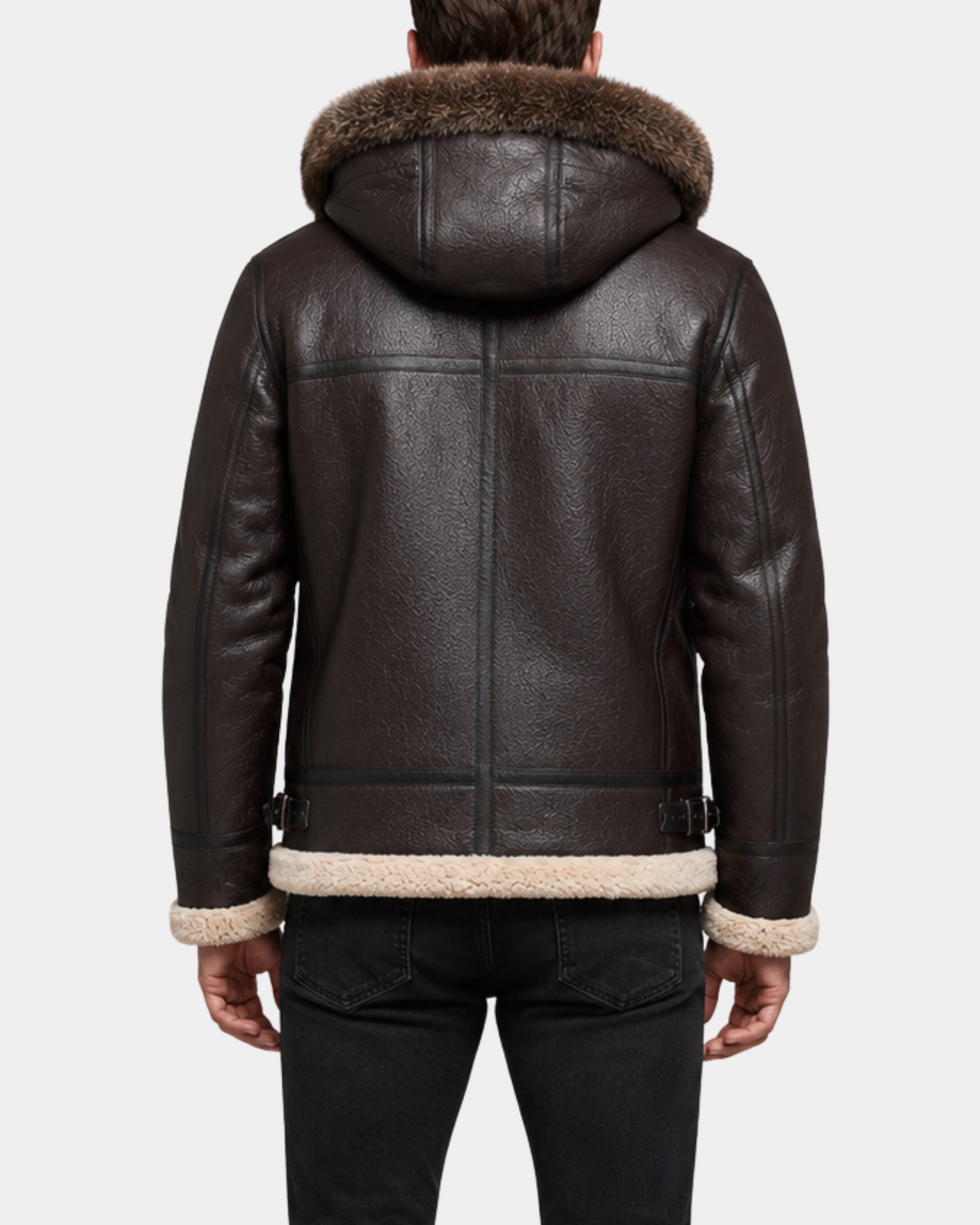 Men’s Bomber Flying Aviator RAF B3 Real Leather Sheepskin Hooded Jacket – Zenith Brown