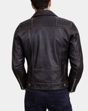 Men’s Leather Biker Brando Design Jacket Sean Vintage – Nova Black – product view 2