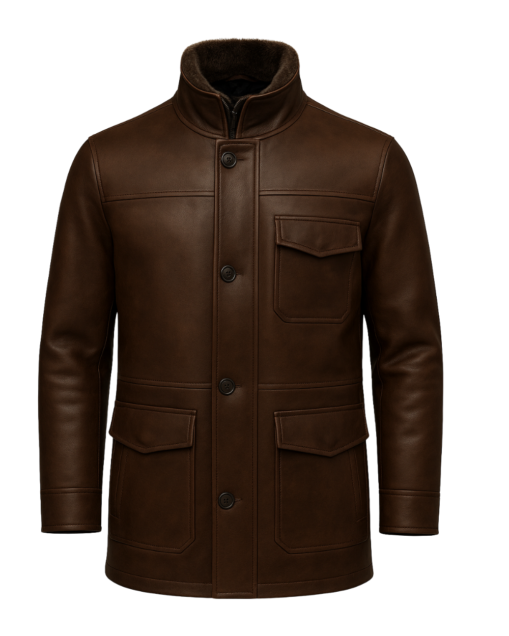 Men’s Shearling Lined Leather Field Coat