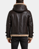 Men’s Bomber Flying Aviator B3 Real Leather Jacket with Double Collar – Zenith Brown (MF7)