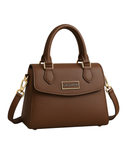 Cafe City Flap Satchel Pebbled Coffee Brown Women Leather Bag – product view 1