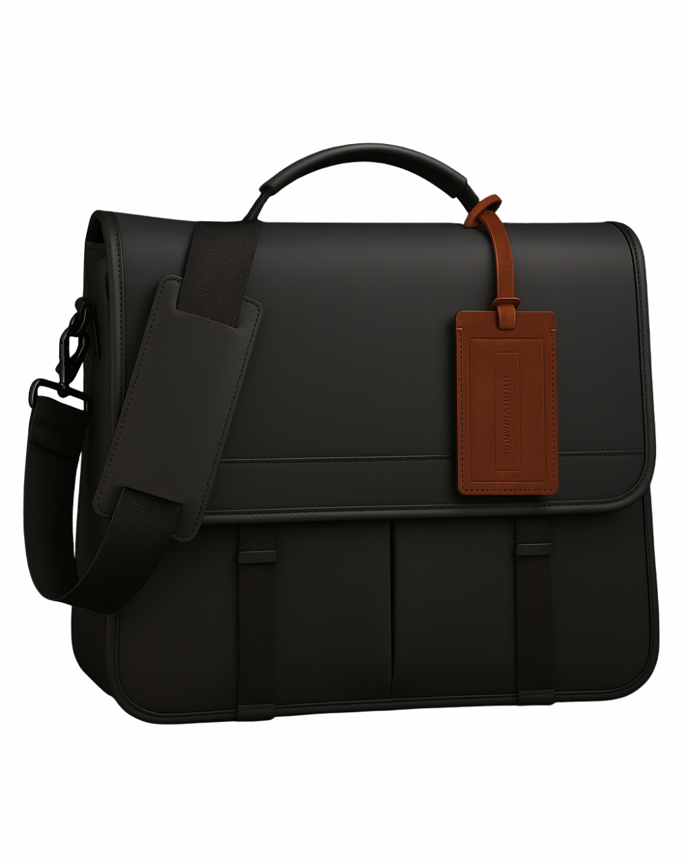Urban Command Black Leather Messenger Bag