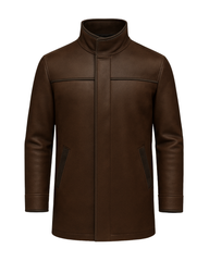 Chestnut Harbor Men’s Standing Collar Leather Car Coat