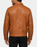 Men’s Classic Leather Bomber Jacket – Jim Dynamo Tan