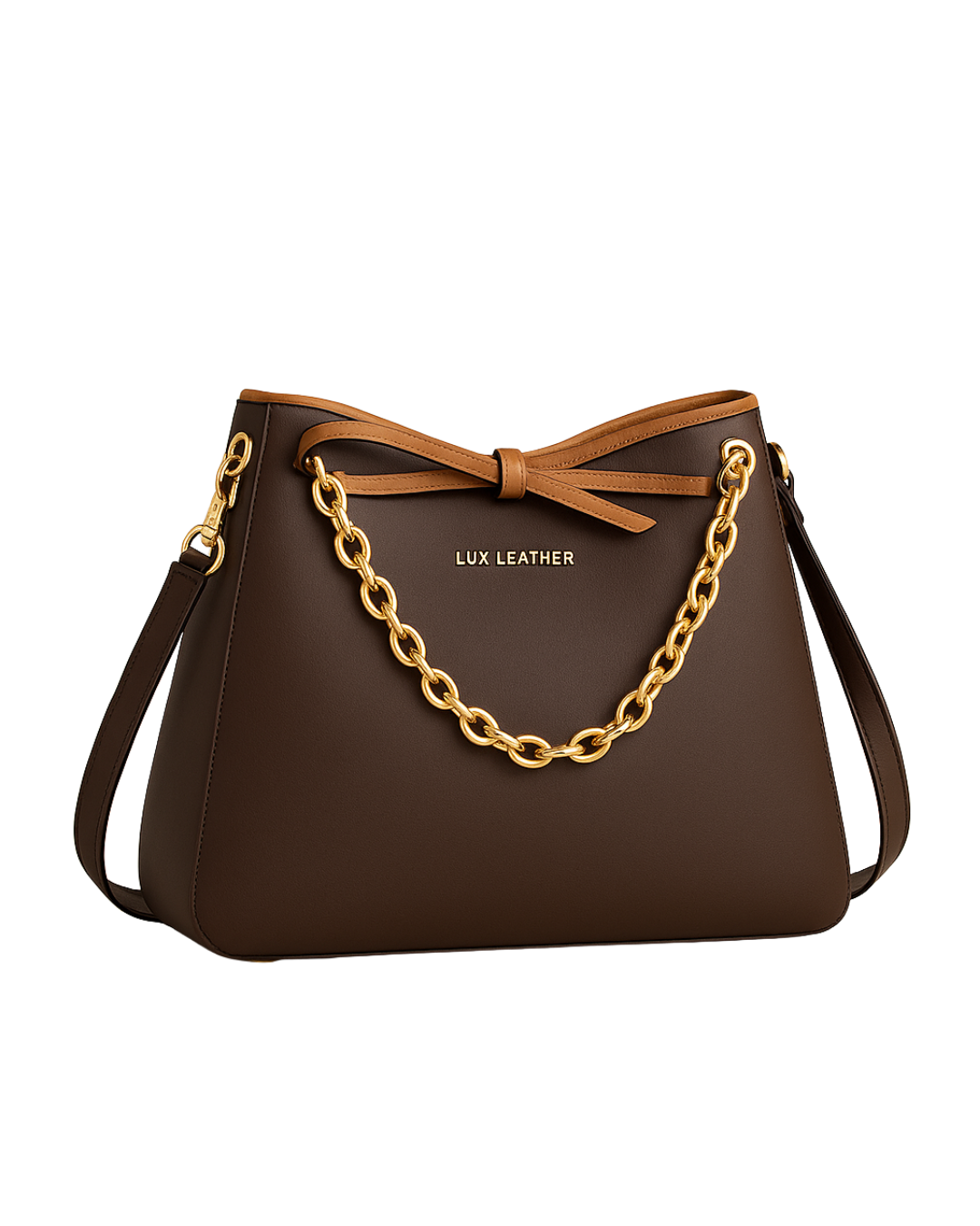 Chain Grace Hobo Matte Coffee Brown Leather Bag