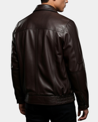 Men's Bomber Leather Jacket Classic Style Jim Zenith Brown Nappa