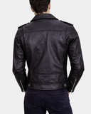 Men’s Leather Biker Jacket Brando Style Johnny – Dynamo Nova Black – product view 2