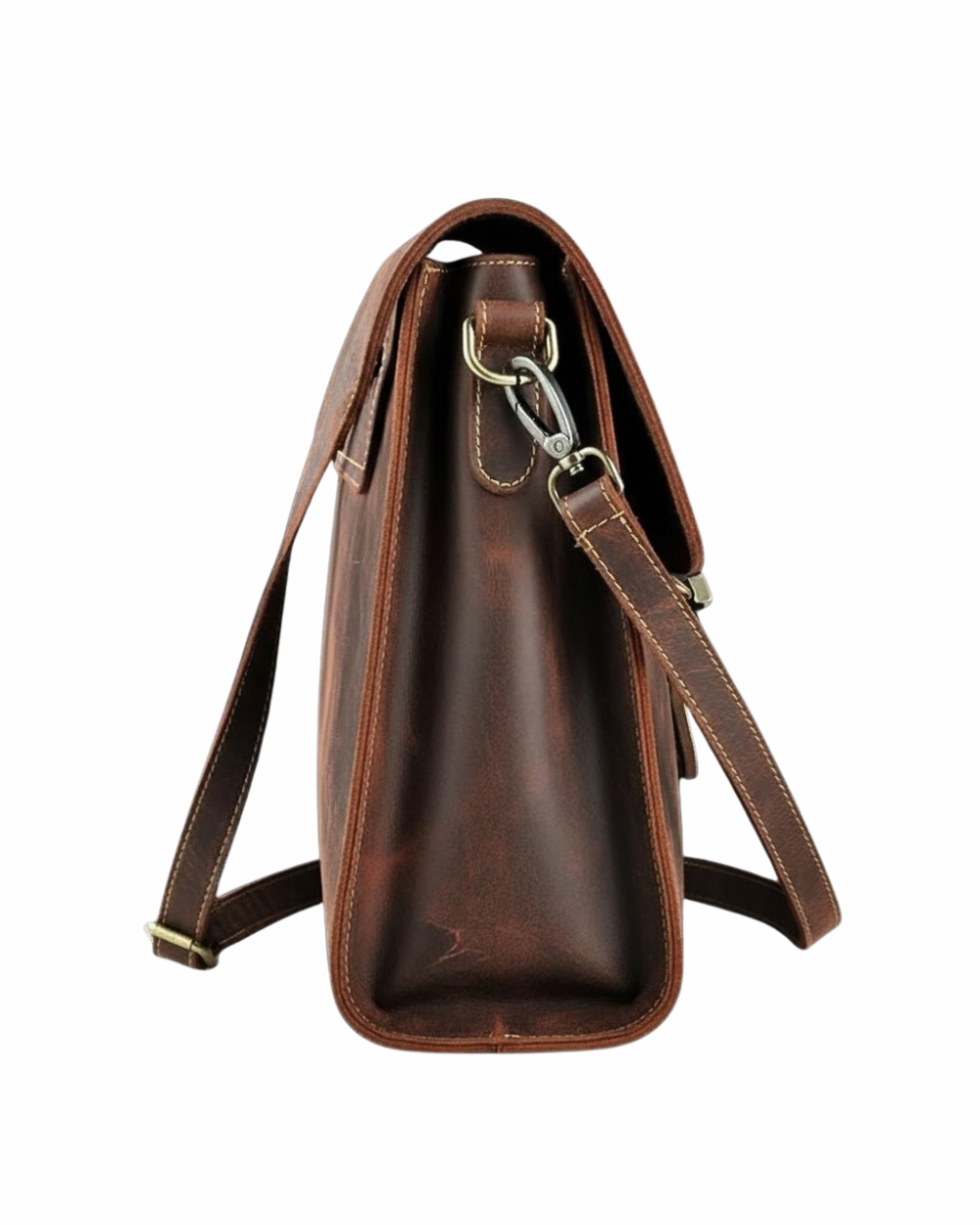 Executive Dark Walnut Leather Messenger Bag
