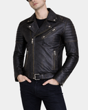 Men’s Biker Leather Jacket with Dual Zip Hook – Paradox Rub Off – product view 3