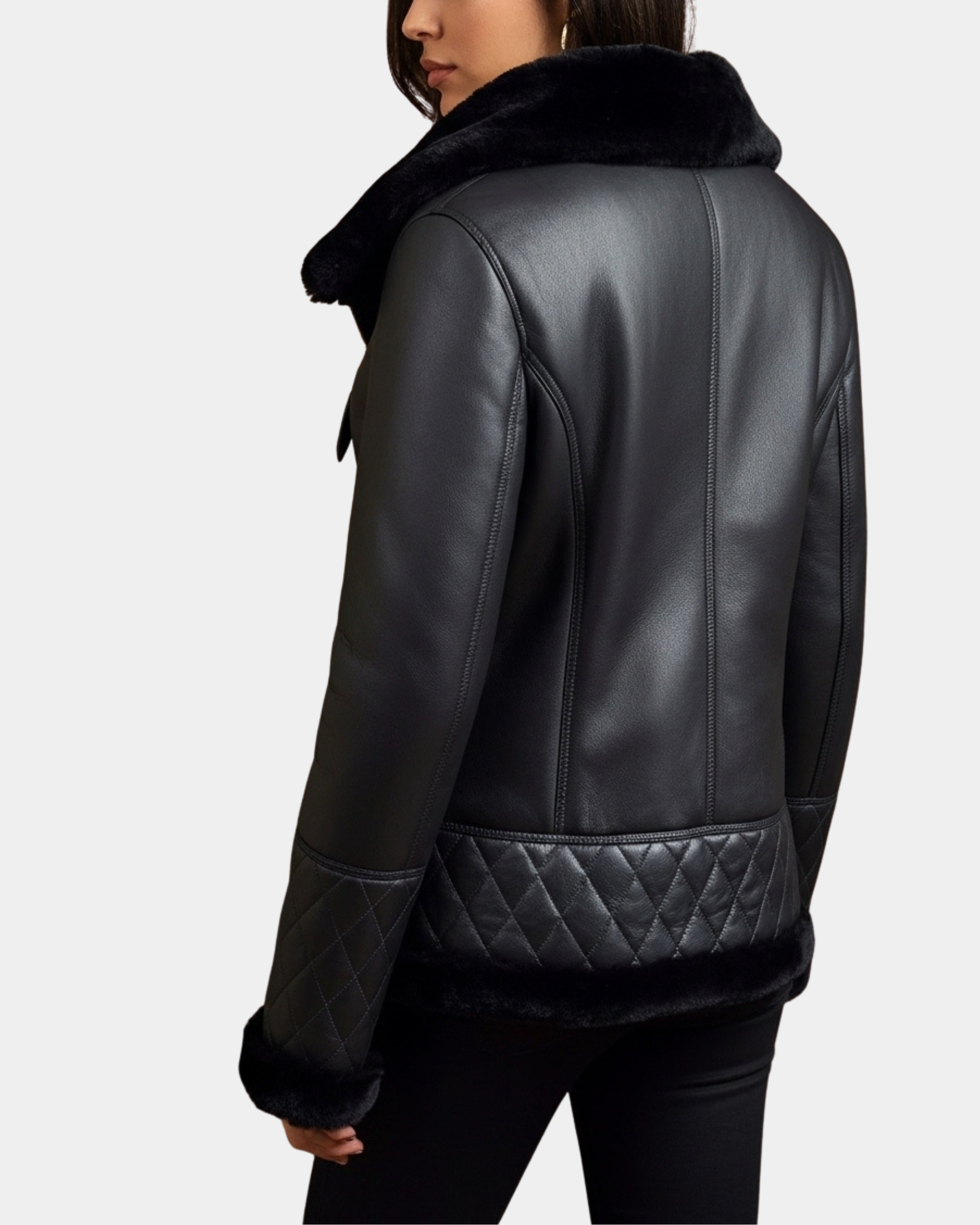 Women’s Merino Sheepskin Aviator Jacket  Nova Black