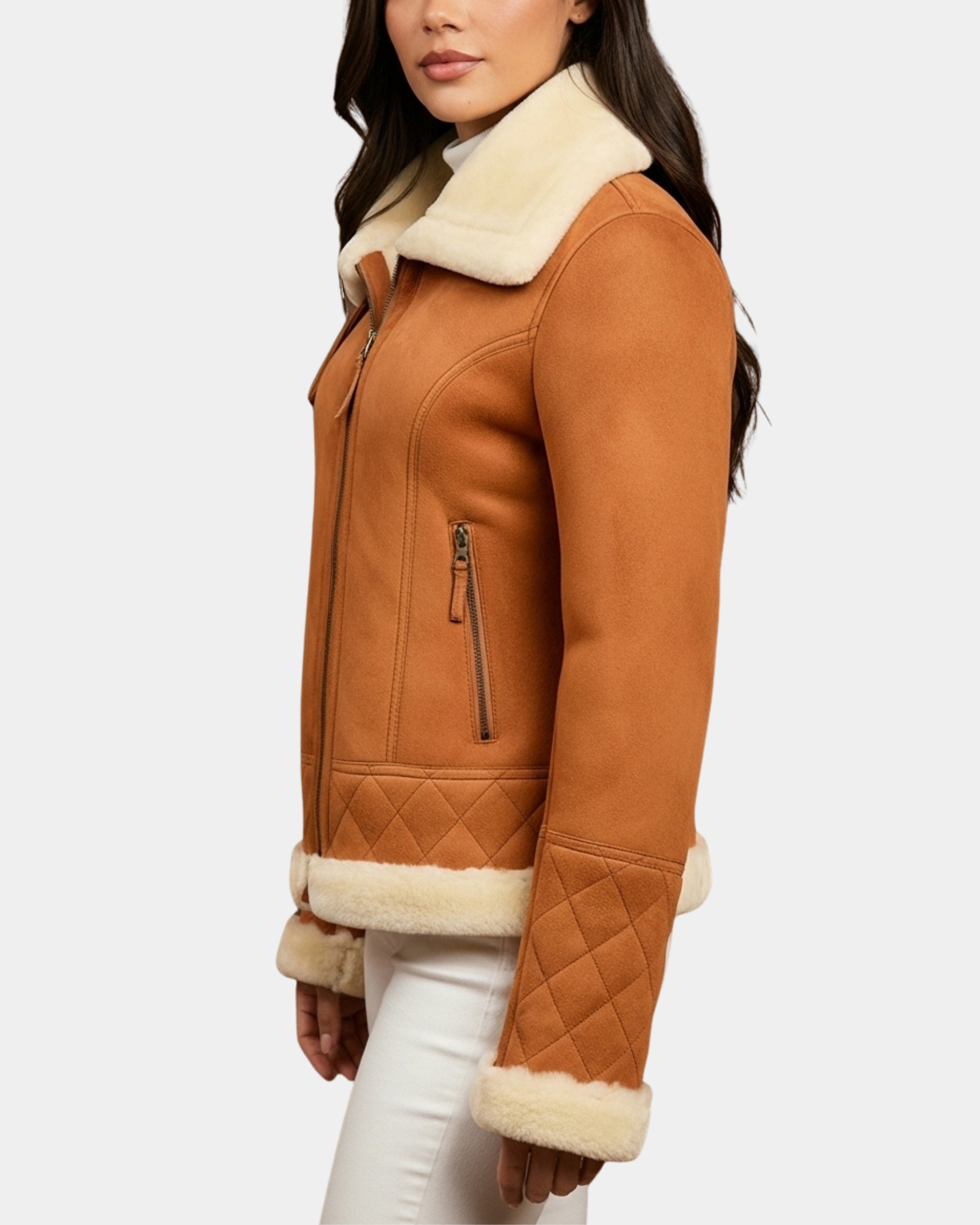 Women’s Merino Sheepskin Aviator Jacket in Dynamo Tan