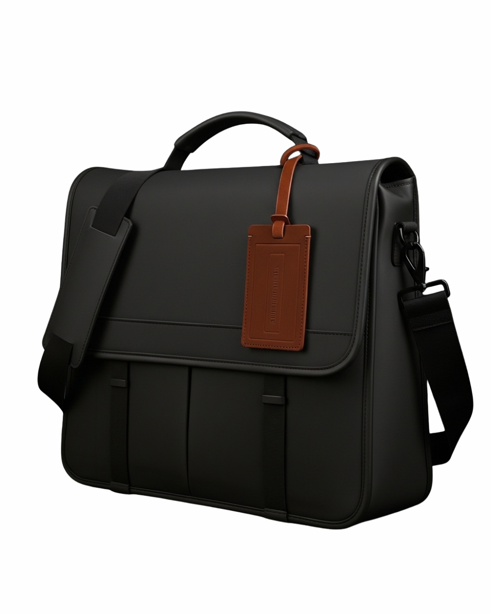 Urban Command Black Leather Messenger Bag