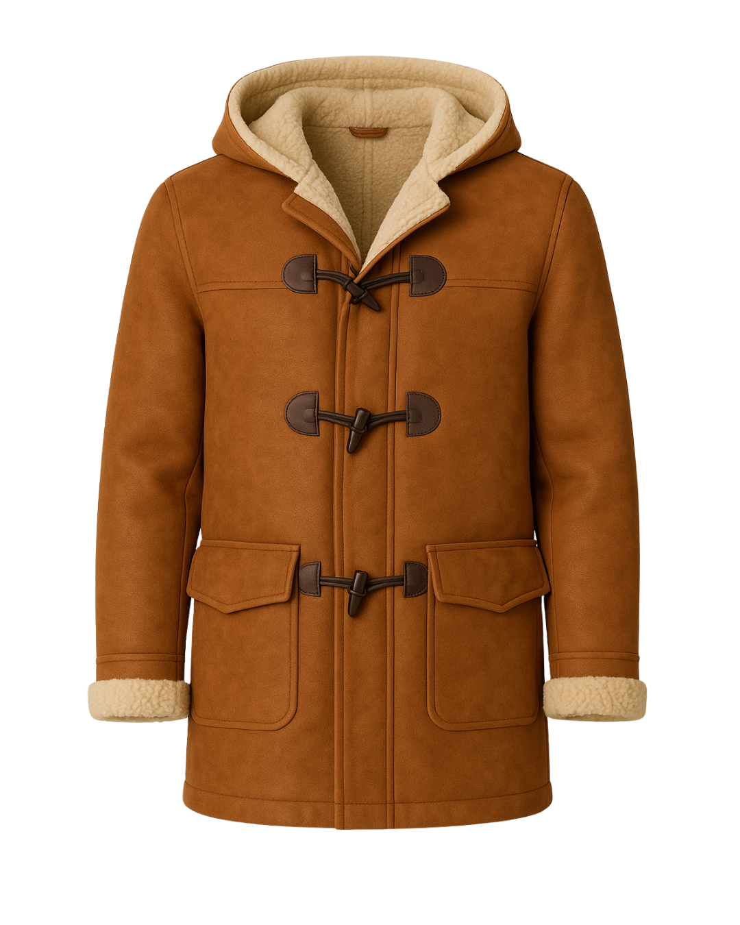 Saddlebrook Men’s Shearling Hooded Duffle Coat