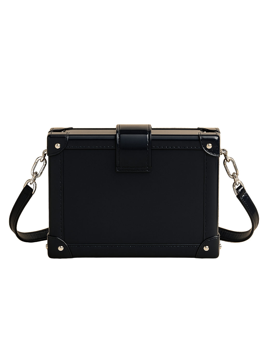 Dark Shiny Blue Gloss Trunk Leather Bag