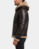 Men’s Bomber Flying Aviator B3 Real Leather Jacket with Double Collar – Zenith Brown (MF7)
