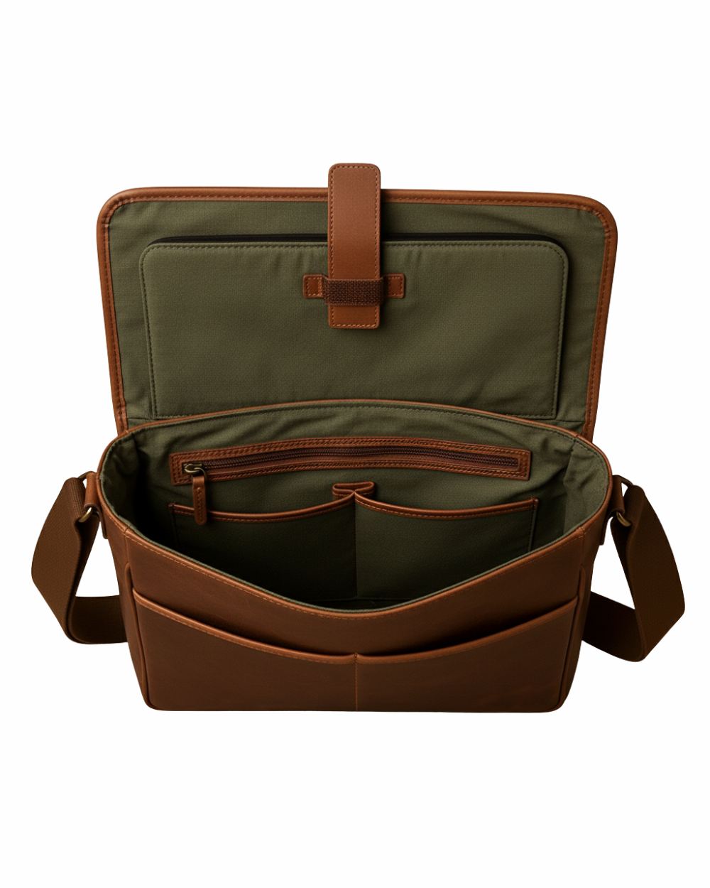 Vintage Cognac Leather Messenger Bag