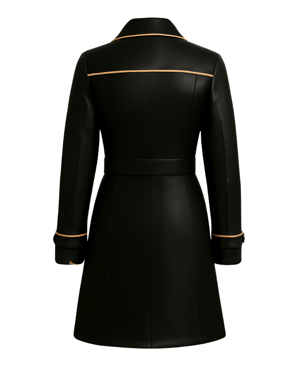 Midnight Luxe ¾ Leather Coat — Noir Beige