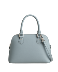 Pastel Sky Duffle Satchel – Pebbled Blue Leather Bag