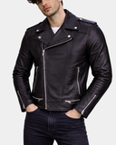 Men’s Leather Biker Brando Design Jacket Sean – Nova Black – product view 3