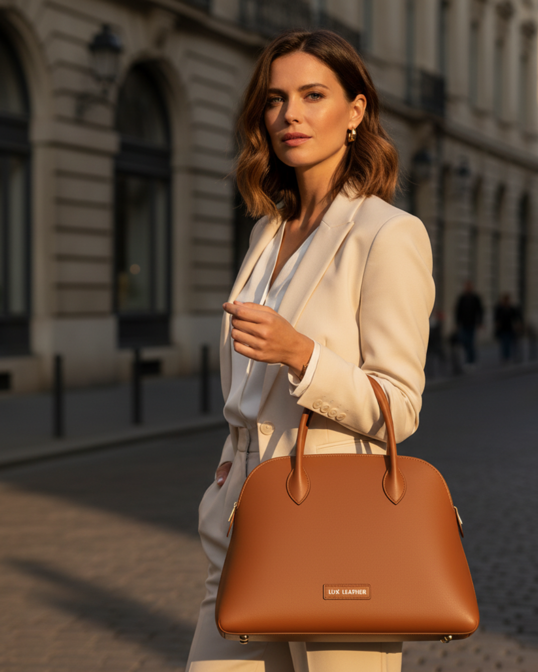 Low Key Duffle Tote Smooth Tan Women Leather Bag