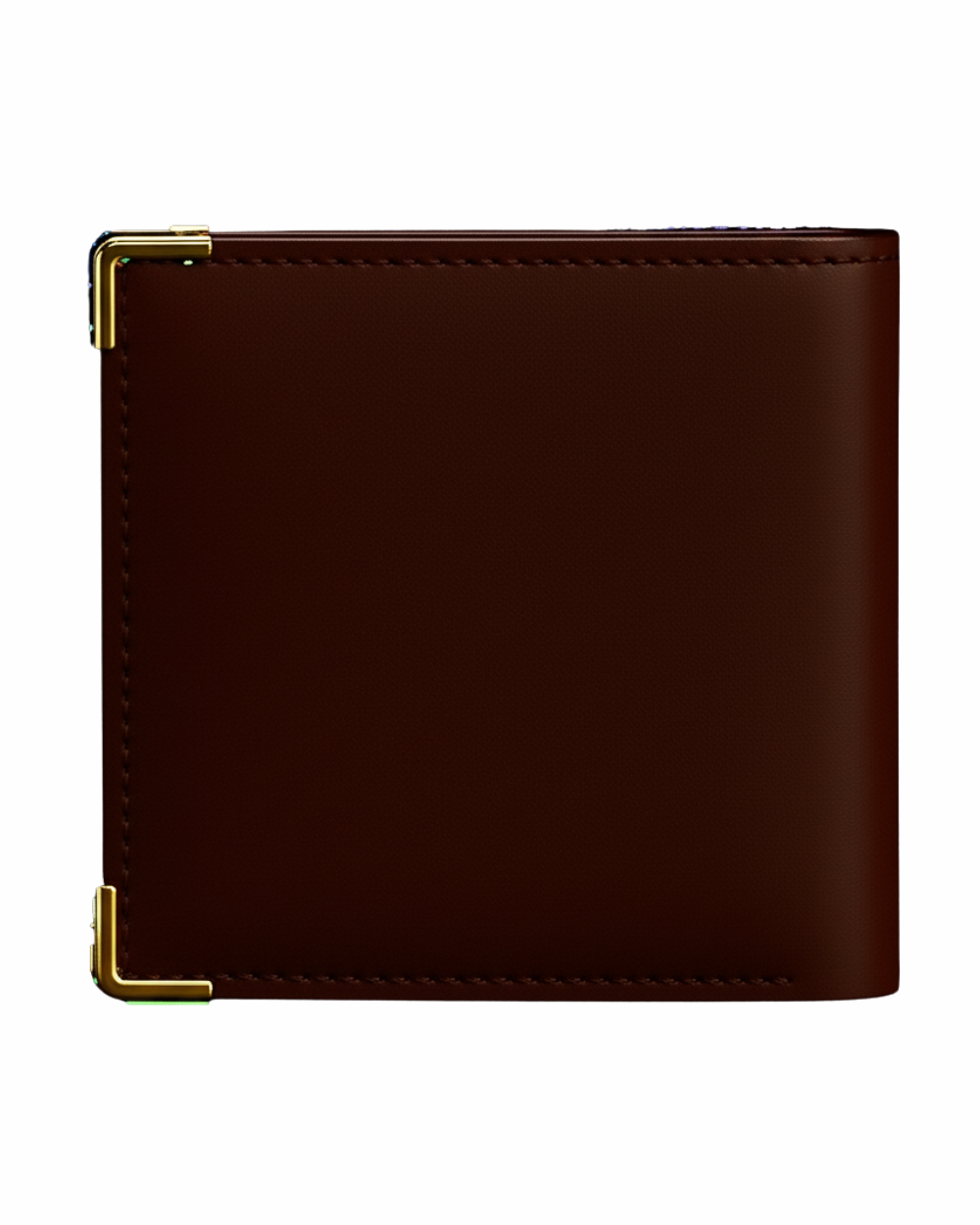 Brown Leather Wallet with Gold Metal Corners