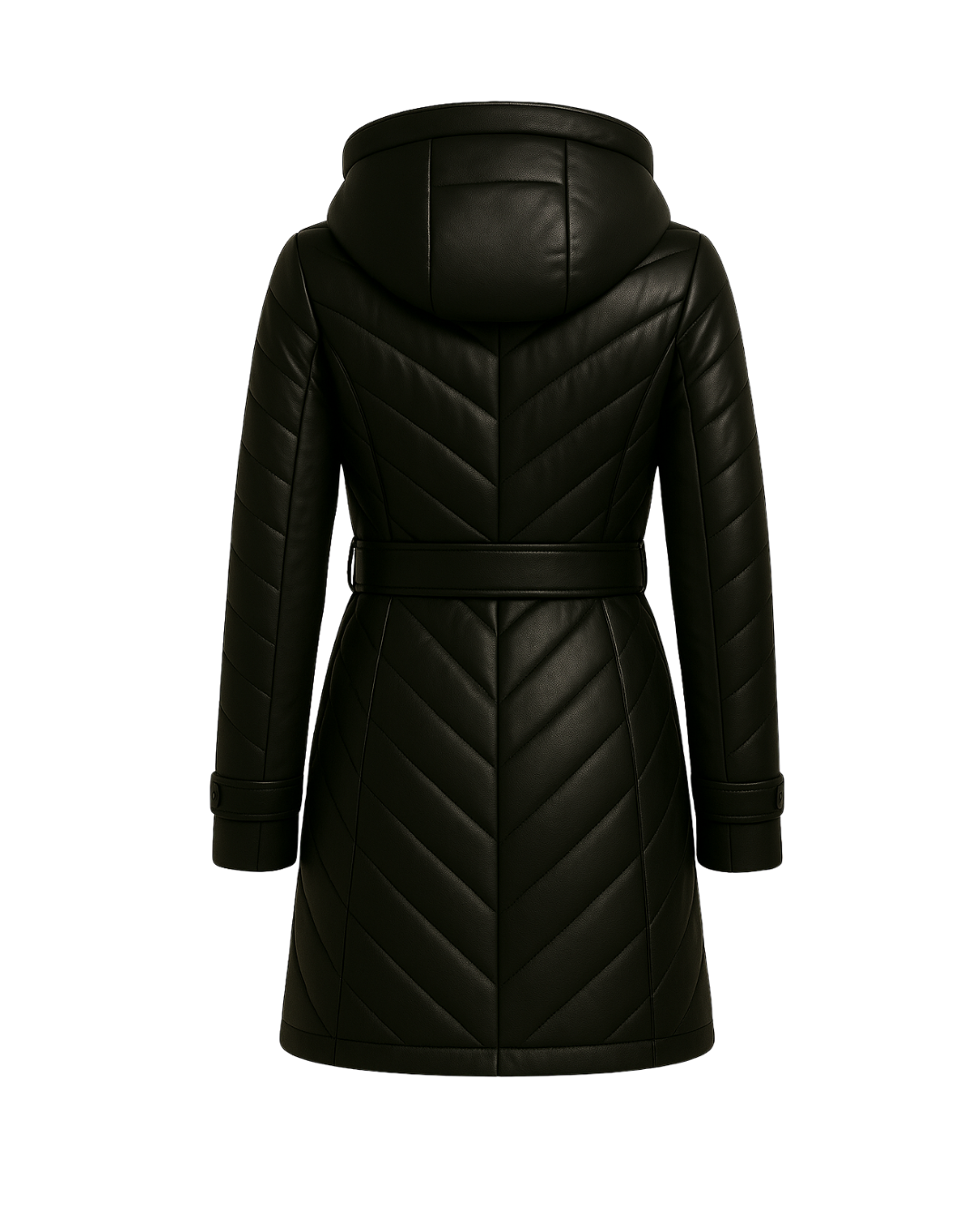 Noir Ember ¾ Leather Puffer Leather Coat Nova Black
