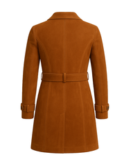 Sable Fox ¾ Suede Belted Trench Coat Cognac