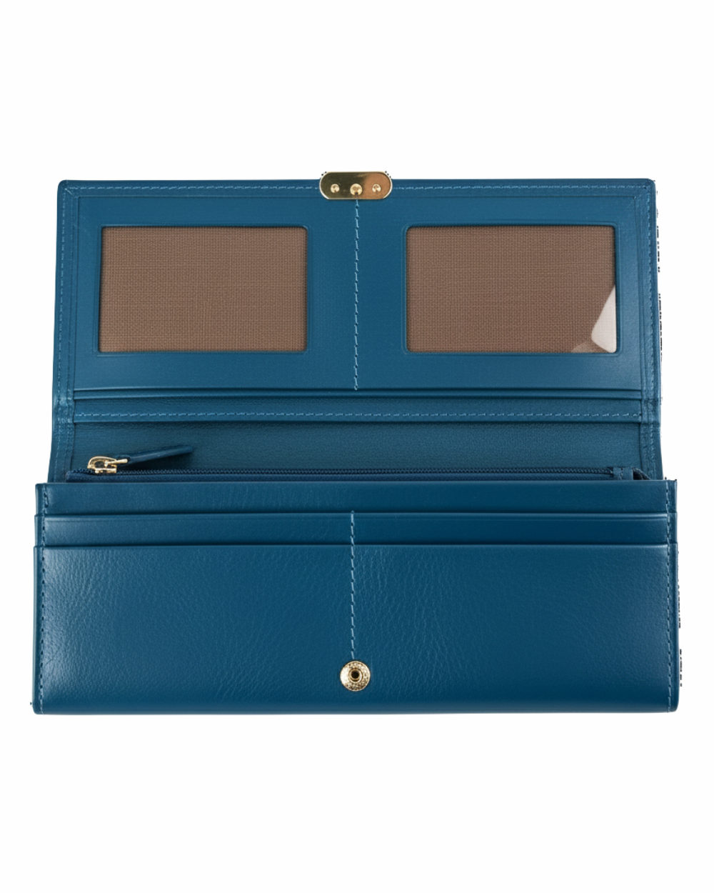 Sapphire Blue Leather Long Wallet for Women