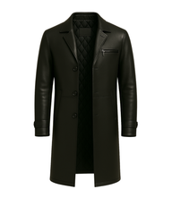 Noir Avenue Men’s Cowhide Quilted Leather Overcoat
