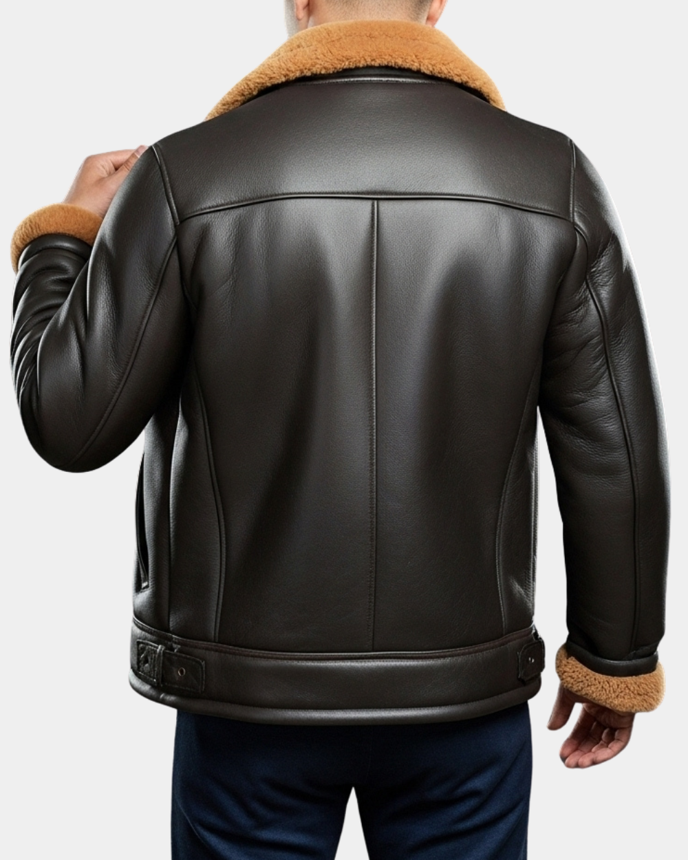 Men’s Aviator Sheepskin Pilot Leather Bomber Jacket Zenith Brown Ginger