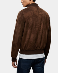 Men's Suede MA-1 Bomber Jacket Trevor Zenith Brown