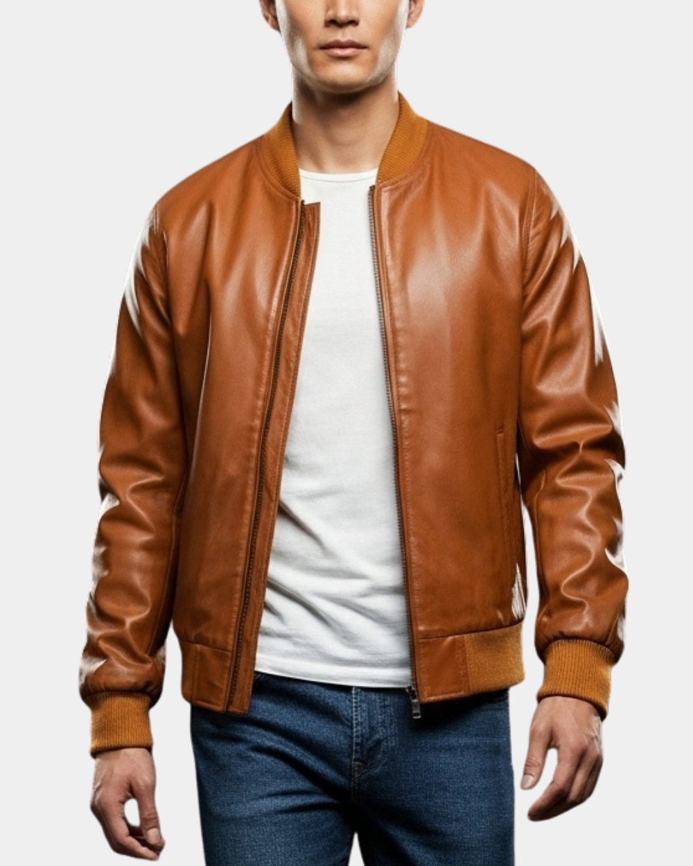 Men's Leather MA-1 Bomber Jacket Ryan Dynamo Tan