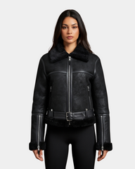 Women’s Sheepskin Aviator RAF Pilot Jacket  Nova Black
