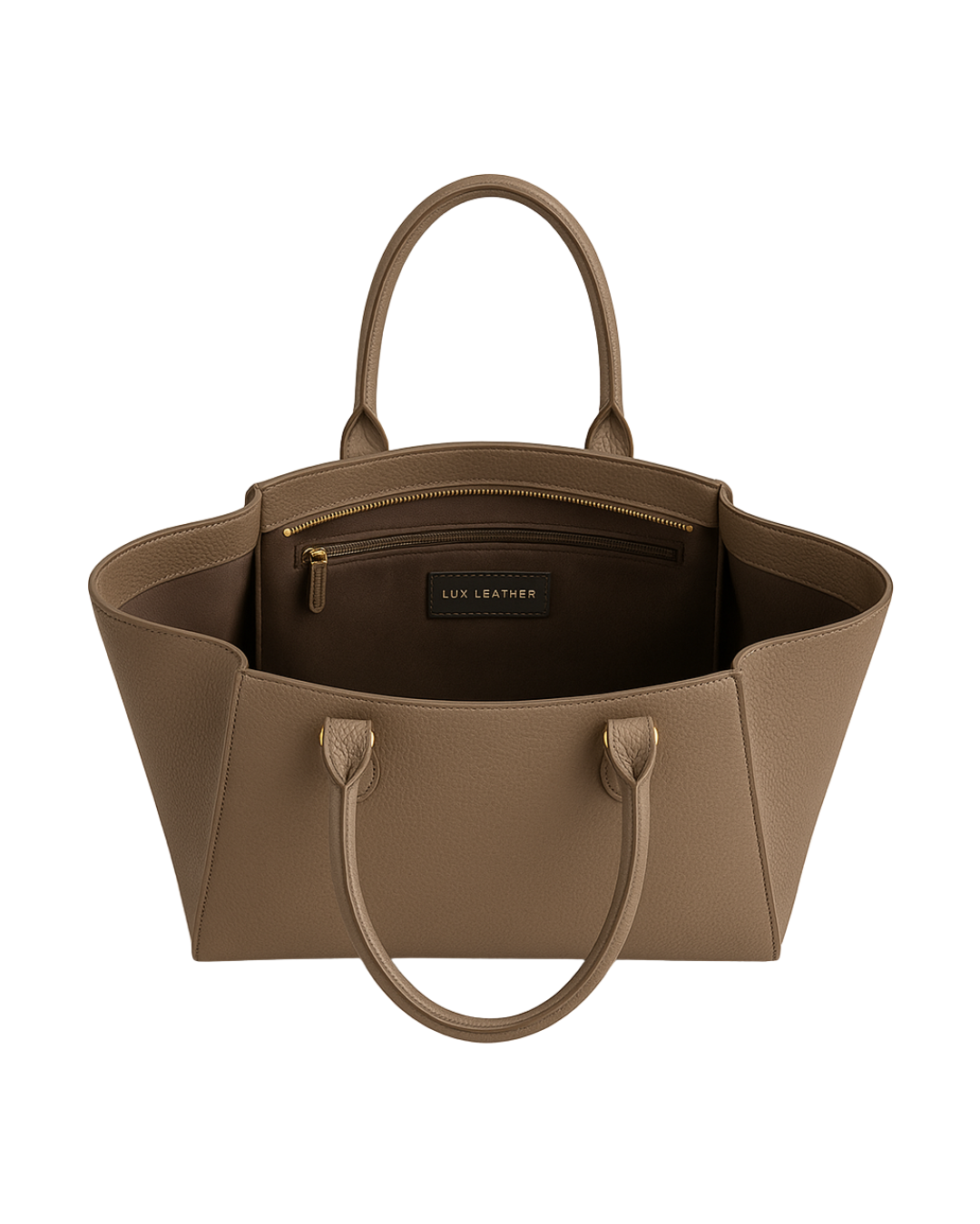 Mocha Winged Tote Pebbled Taupe Women Leather Bag