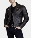 Men’s Biker Leather Jacket with Dual Zip Hook – Paradox Rub Off – product view 1