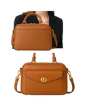 Taupe Ladies Leather Saddle Crossbody Handbag – product view 4