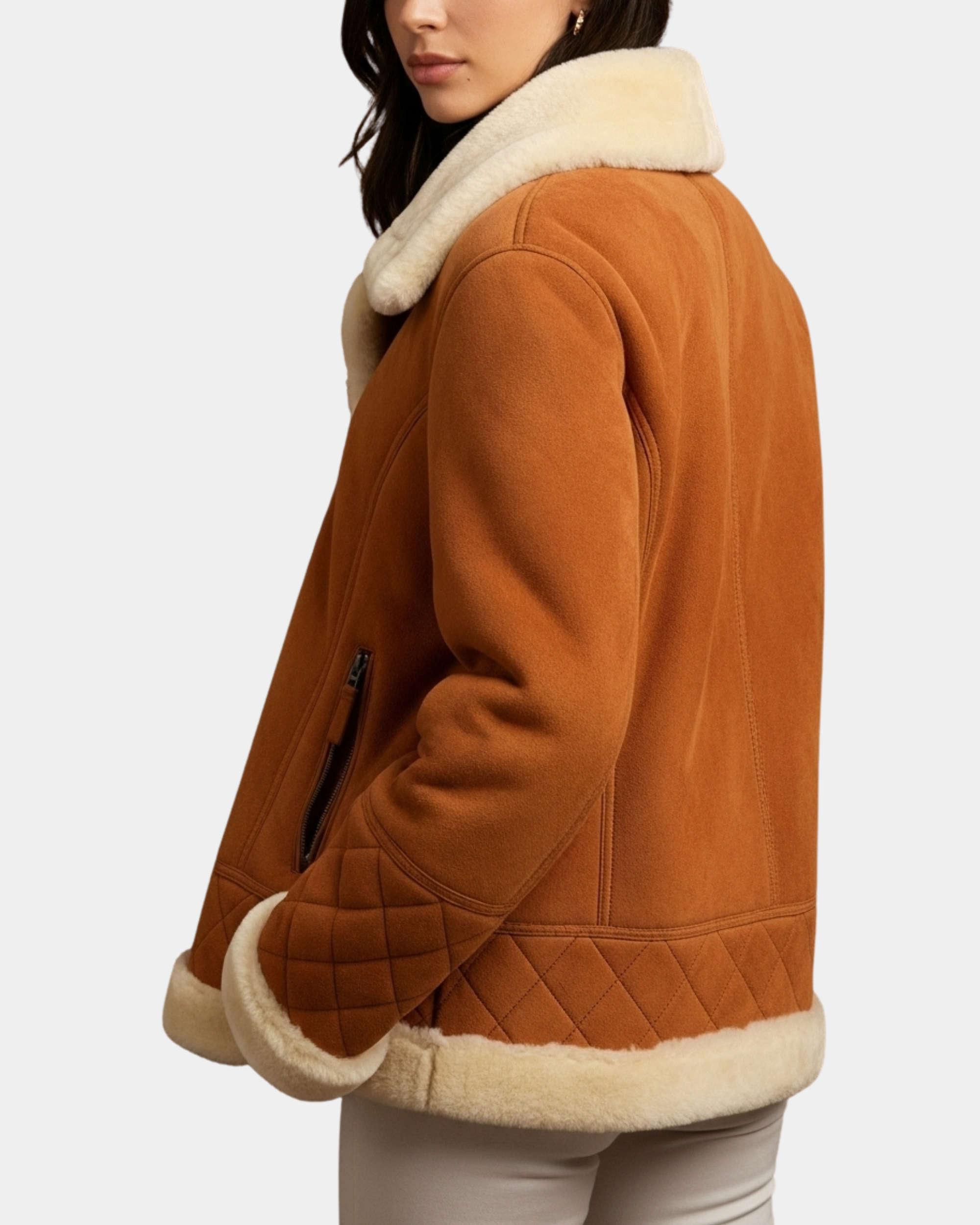 Women’s Merino Sheepskin Aviator Jacket in Dynamo Tan