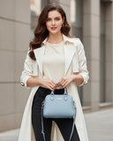 Pastel Sky Duffle Satchel – Pebbled Blue Leather Bag – product view 2