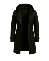 Noir Ember ¾ Leather Puffer Leather Coat Nova Black