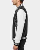 Men’s Leather College Boy Varsity Jacket – Garry Black Astral White