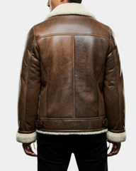 Men’s Aviator Sheepskin Pilot Jacket Blen Vintage Zenith Brown