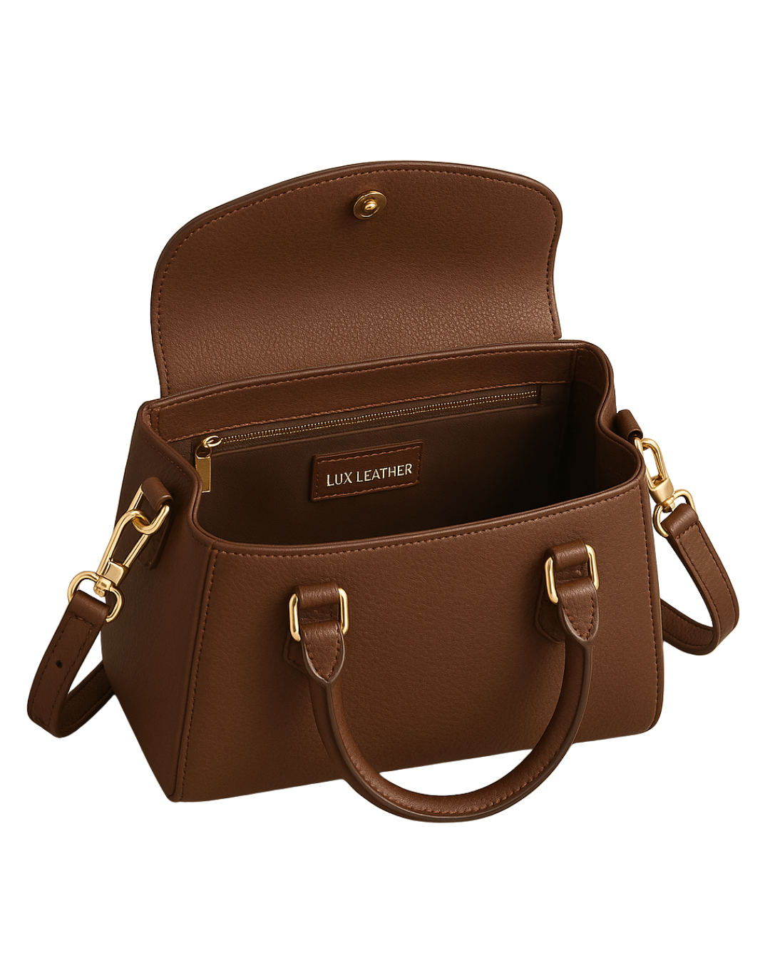 Cafe City Flap Satchel Pebbled Coffee Brown Women Leather Bag