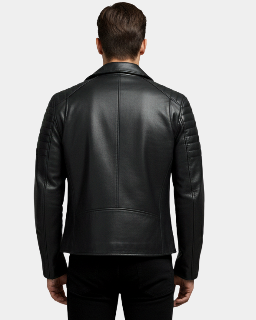 Men’s Biker Leather Jacket with Single Zip Hook  Nova Black