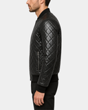 Men’s Leather Quilted Bomber Jacket – Warren Nova Black
