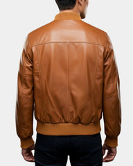 Men's Leather MA-1 Bomber Jacket Ryan Dynamo Tan
