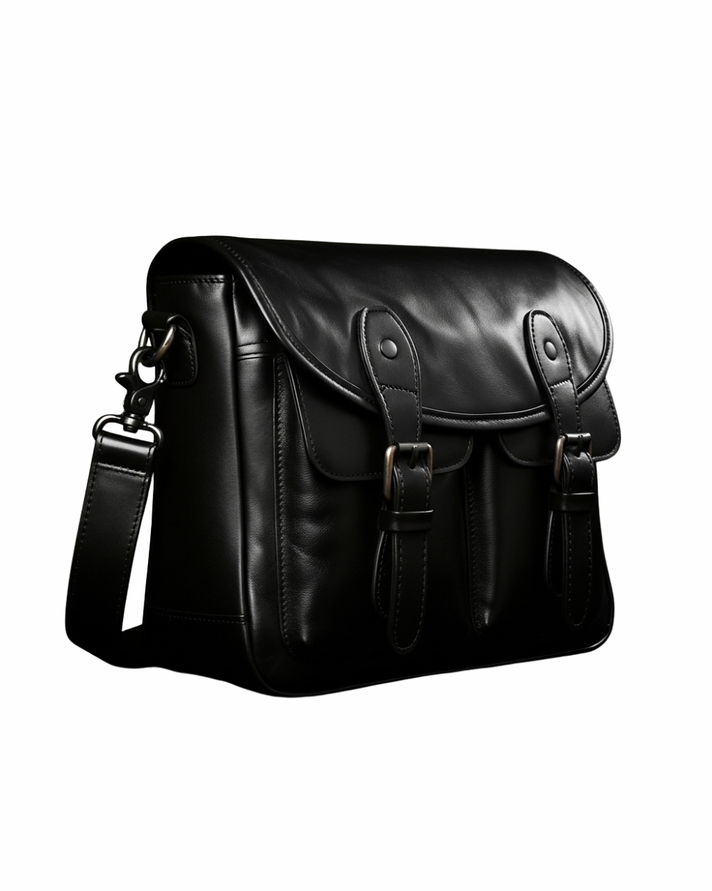Regal Noir Vintage Leather Messenger Bag