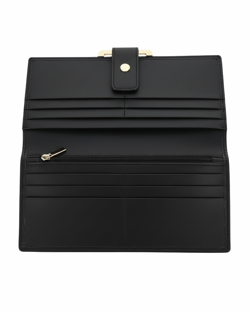 Elegant Black Long Leather Wallet for Women