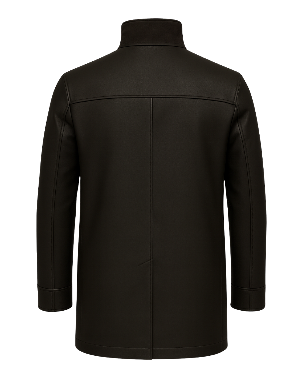 Dark Espresso Men’s Stand-Collar Leather Coat