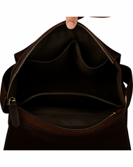 Executive Dark Walnut Leather Messenger Bag