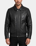 Men's Bomber Leather Jacket Classic Style Jim – Nova Black